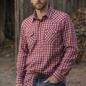 Diesel Red and White Checkered Casual Shirt